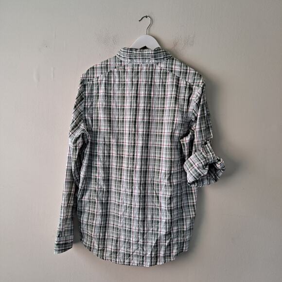 L.L. Bean PFG Multicolored Plaid Shirt w/ Roll Tab Sleeves - Men Size M - Picture 5 of 14